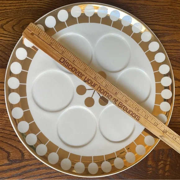 Jonathan Adler Passover Futura Seder Plate with Real Gold Accents